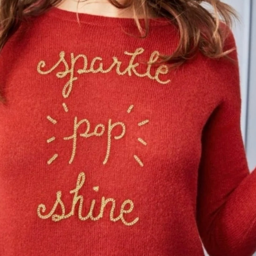 LOFT Red Sweater with Gold Text